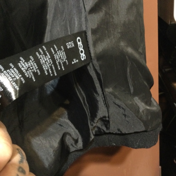 ASOS black wool/leather 2 in 1 coat size small - Picture 10 of 16